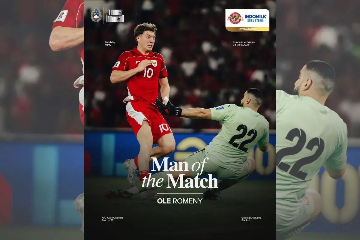 Ole Romeny menjadi man of the match dalam pertandingan melawan Bahrain, Selasa, 25 Maret 2025. (Sumber: X/@TimnasIndonesia)