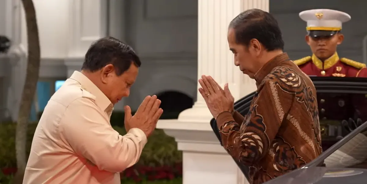 Momen pertemuan Presiden Prabowo Subianto dengan Mantan Presiden Joko Widodo semalam di Istana Presiden sekaligus buka bersama. (Sumber: Capture YouTube Sekretariat Presiden)