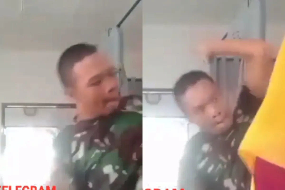 Seorang pria berbaju loreng melakukan tindak kekerasan kepada seorang bidan di Labuhanbatu, Sumatera Utara. (Sumber: Tangkap Layar Instagram/@medsoszone)