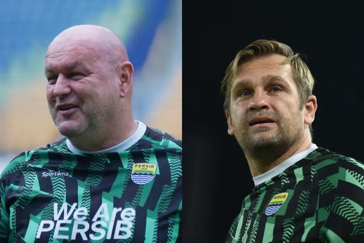 Potret tim pelatih Persib Bandung, Bojan Hodak (kiri) dan Igor Tolic (kanan) yang percaya pada pemainnya jaga kebugaran dan fokus hadapi Borneo FC. (Sumber: Persib)