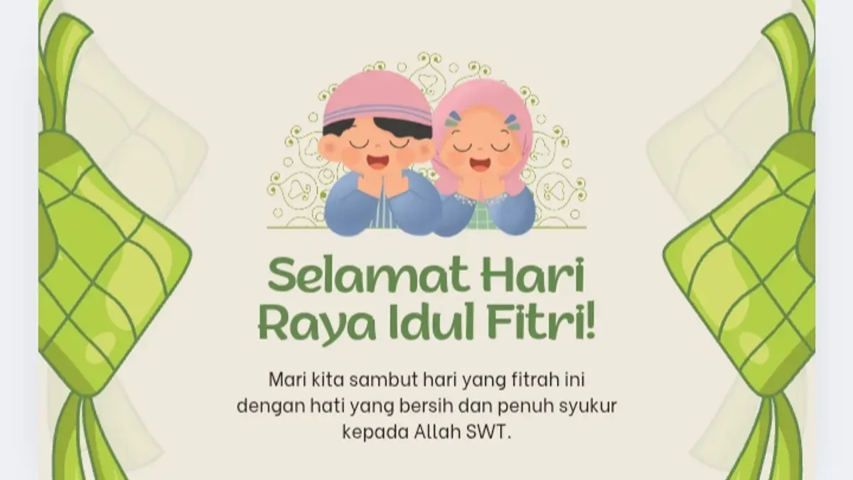 Buat ucapan Idul Fitri yang kreatif dan menarik dengan Canva. Ikuti panduan lengkap ini untuk desain ucapan Lebaran yang mudah dan gratis. (Sumber: Canva)