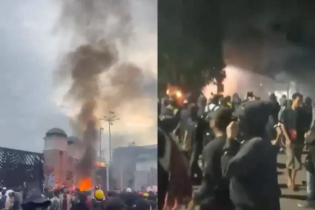Tangkapan layar. Aksi penolakan RUU Polri dan tuntutan cabut UU TNI terus menggema di berbagai daerah, bahkan jalannya aksi kian memanas. (Sumber: X/@barengwarga)
