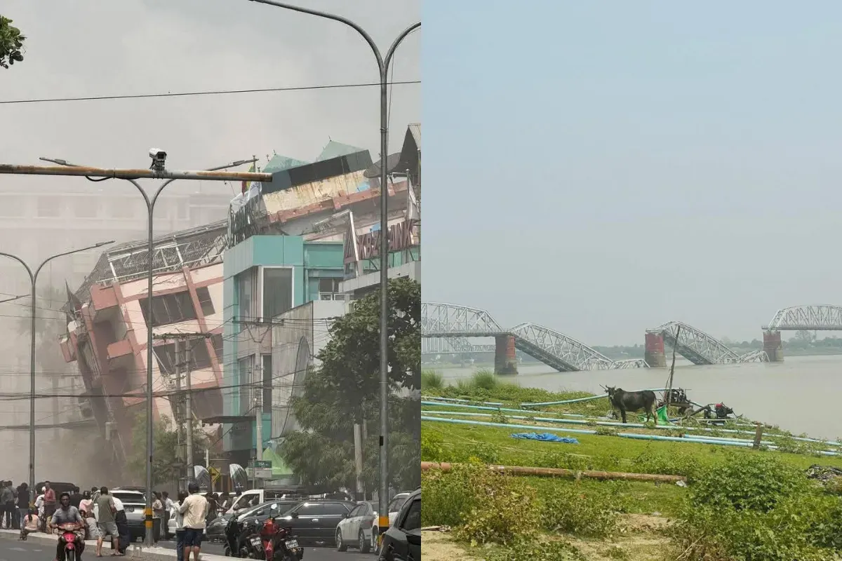 Banyak bangunan dilaporkan hancur akibat gempa Myanmar berkekuatan 7,7 skala Richter. (Sumber: X/@HamdiCelikbas)