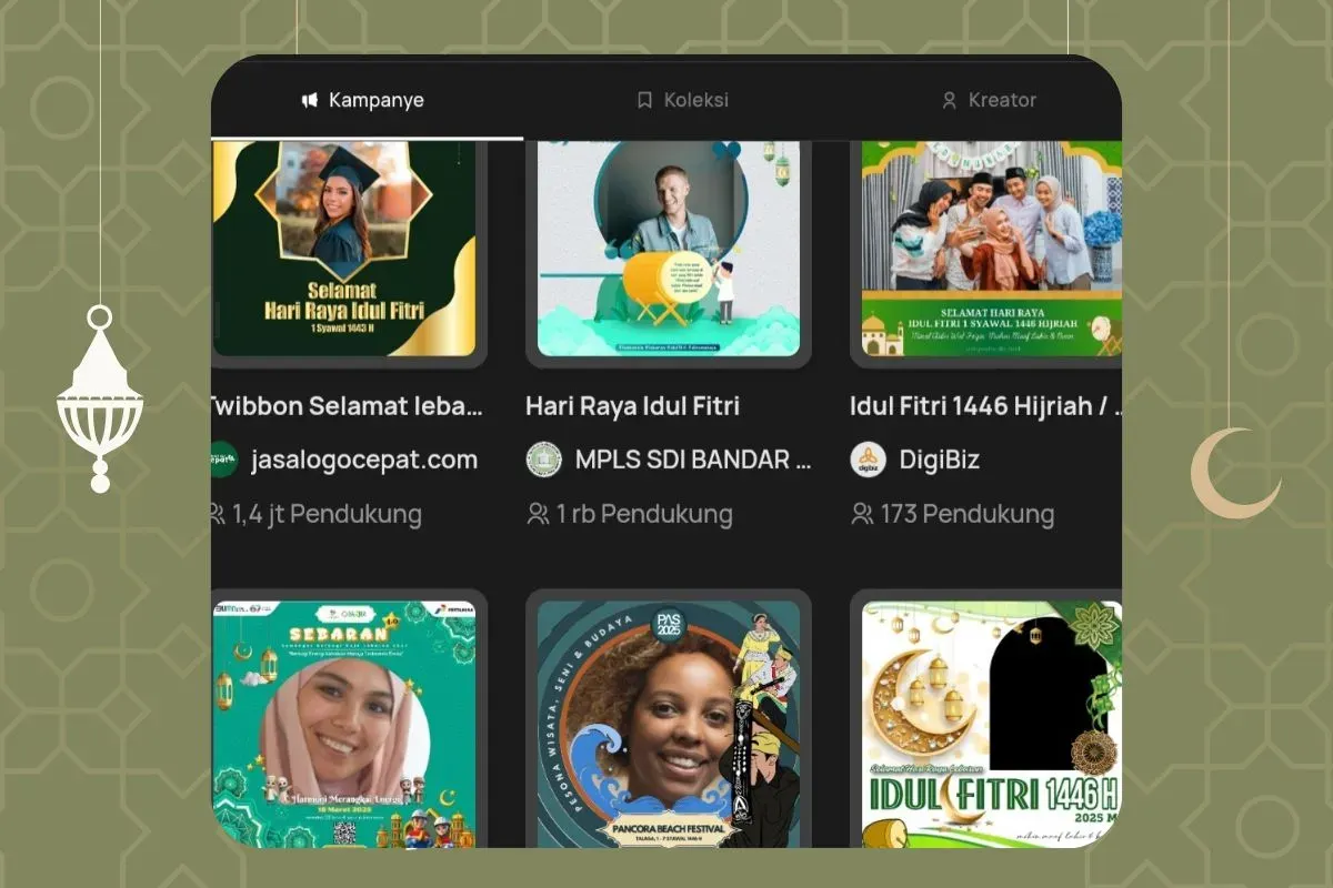 Cara edit foto bikin Twibbon lebaran 2025, caranya gampang cek di sini. (Sumber: Poskota/Faiz)