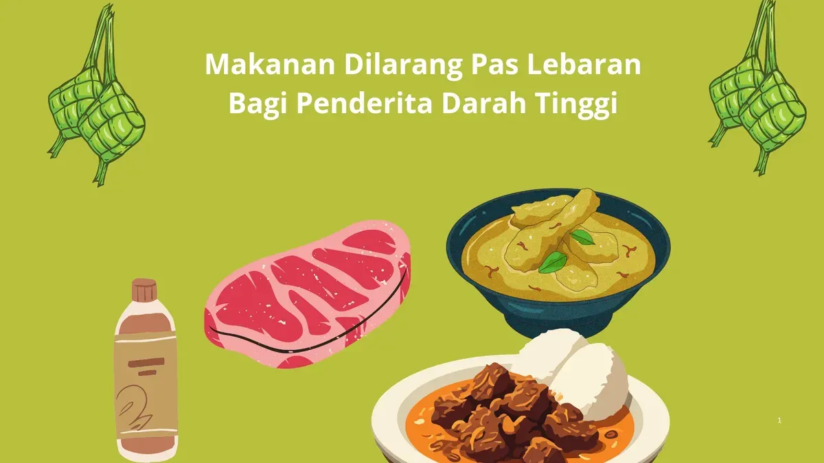 Makanan yang harus dihindari bagi penderita riwayat darah tinggi saat lebaran 2025. (Canva)
