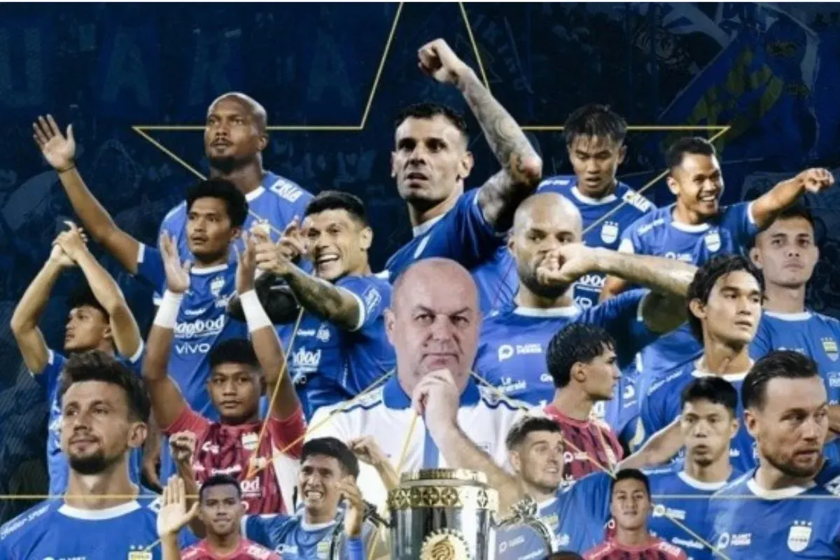 Persib Bandung dipastikan gelar juara back to back Liga 1 usai Persik vs Persebaya imbang. (Sumber: Instagram/@persib)