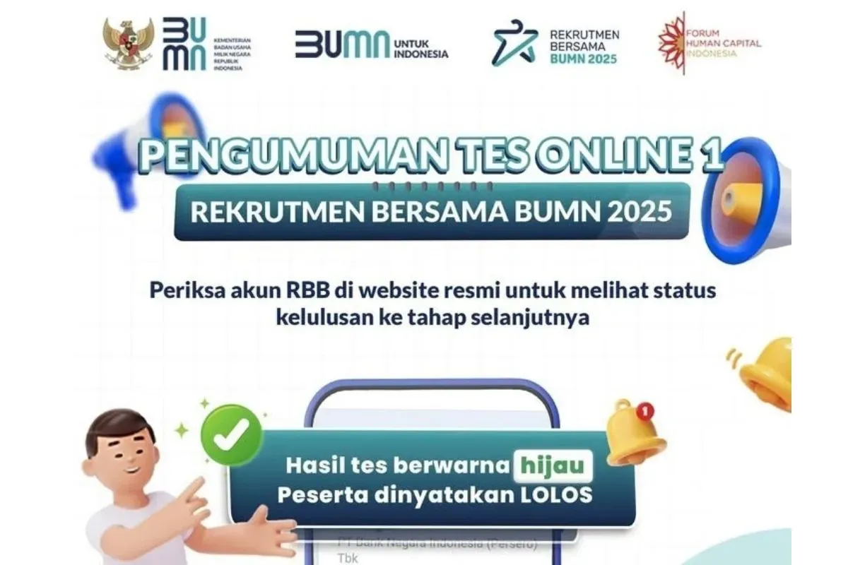 Begini cara cek pengumuman hasil tes online tahap 1 Rekrutmen Bersama BUMN 2025. (Sumber: Instagram)