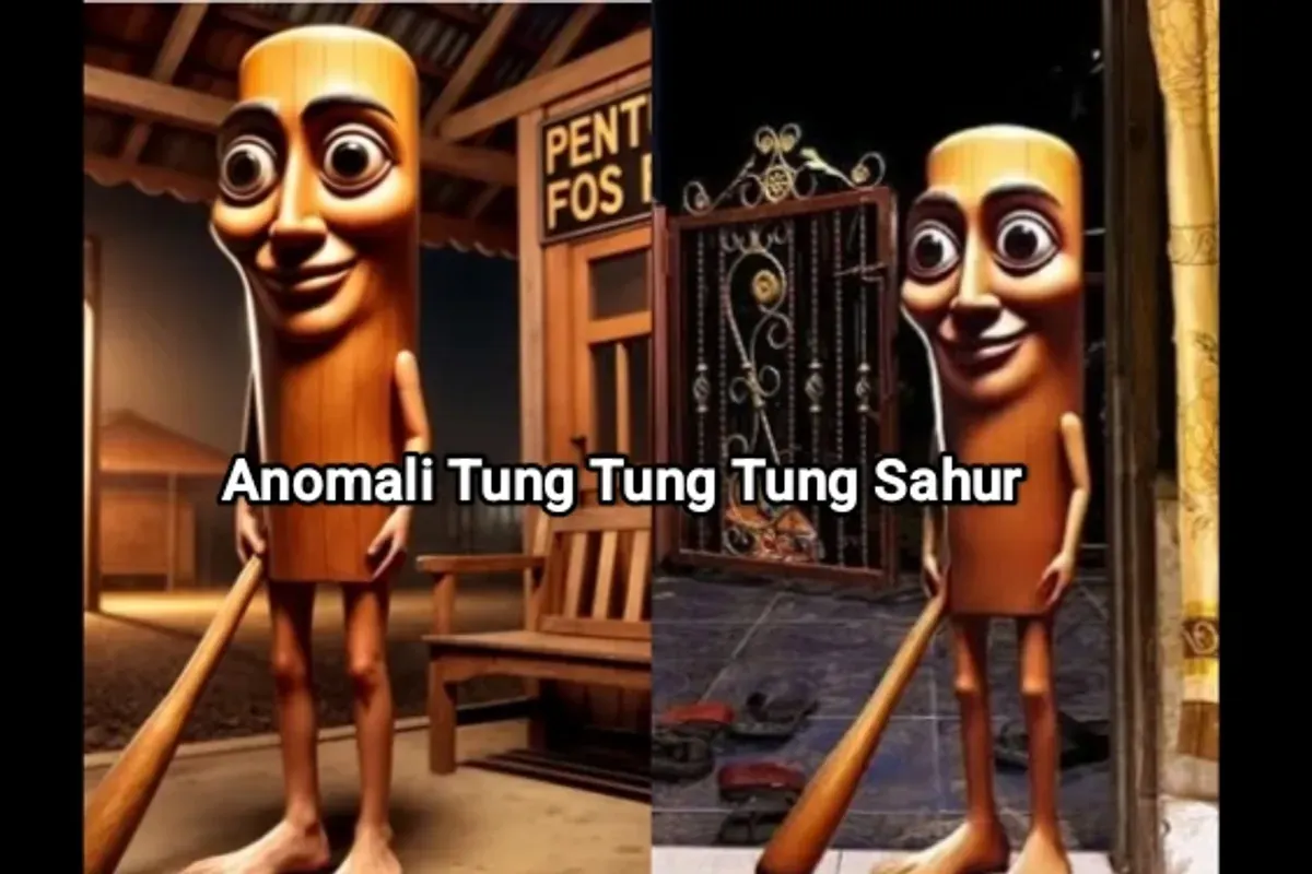 Ilustrasi anomali Tung Tung Tung Sahur yang viral di media sosial. (Sumber: Facebook)
