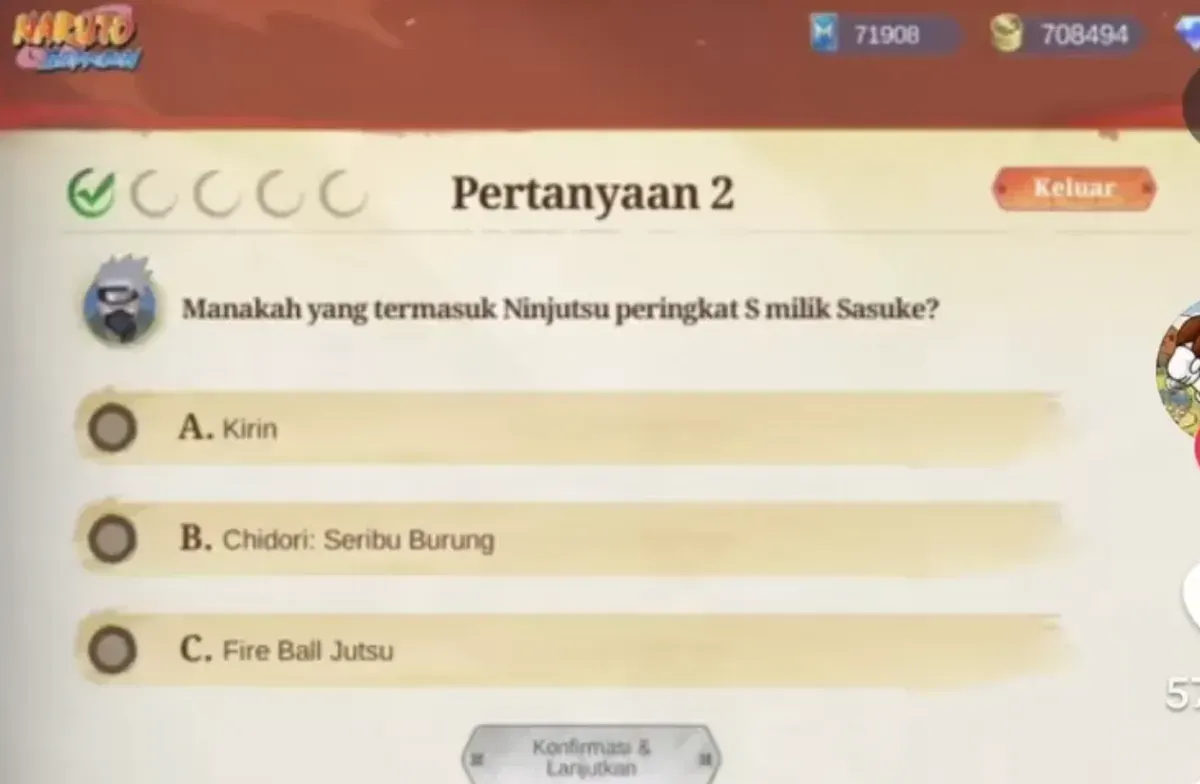 Kunci jawaban event MLBB x Naruto 2025 Heri Tingkat S. (Sumber: TikTok/@borneogaming)