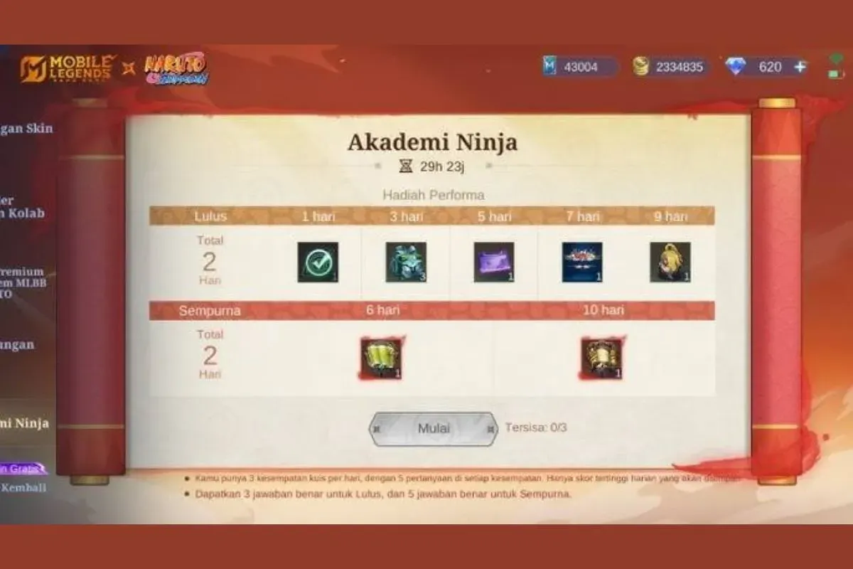Jawaban kuis Akademi Ninja MLBB x Naruto, siapa yang bukan anggota Tim Taka Sasuke? (Sumber: Istimewa)