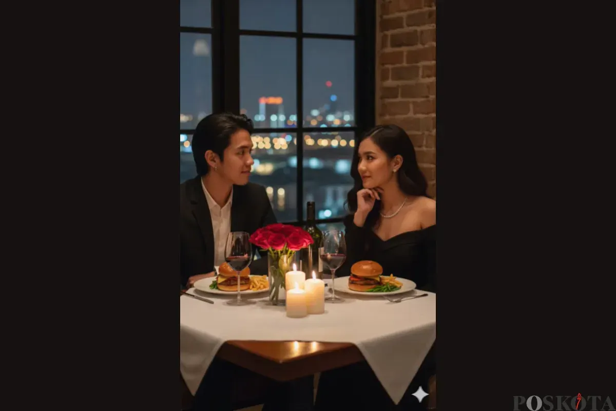 Edit Foto Dinner Mewah Bareng Pasangan dengan View City Light Pakai Gemini AI (Sumber: TikTok/mr.lavilla01)