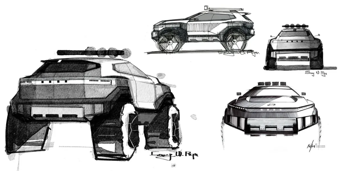 Sketsa teaser CRATER Concept jelang debutnya di media day AutoMobility LA 2025. (Sumber: Dok Hyundai)