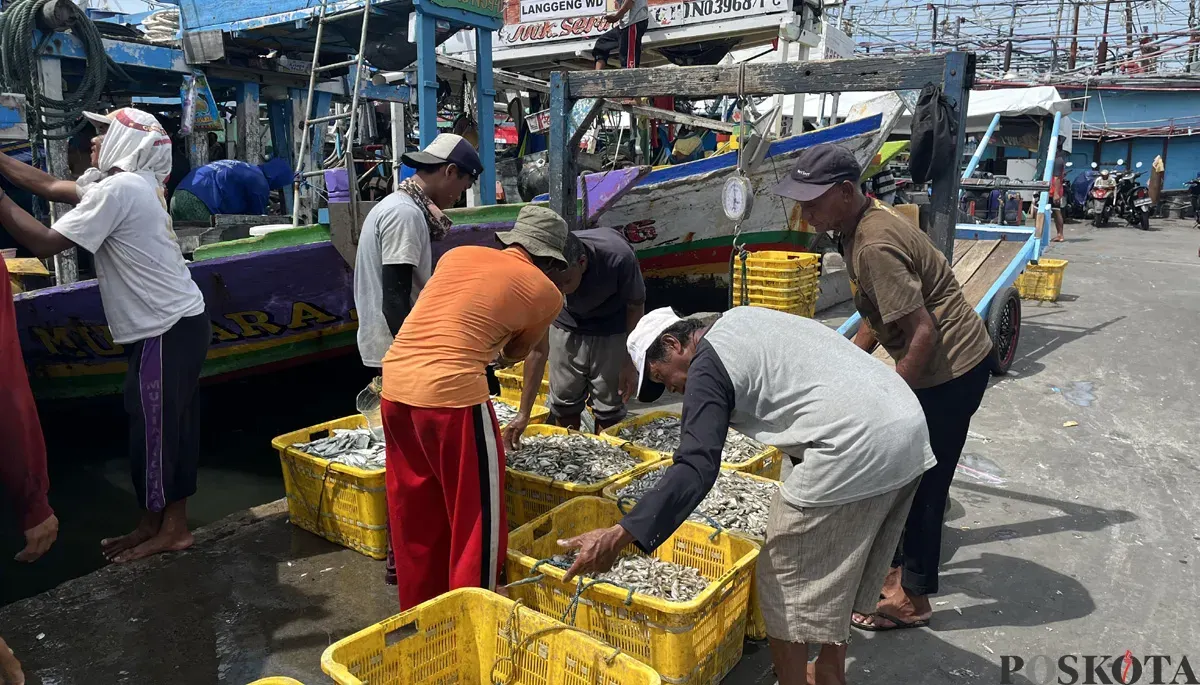 Ilutrasi - Para nelayan menurunkan hasil tangkapan ikan dari perahu. (Sumber: POSKOTA | Foto: Pandi Ramedhan)