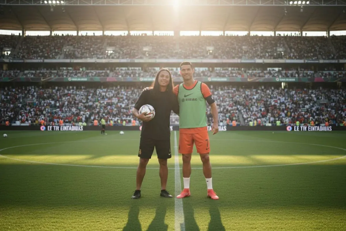 Contoh prompt Gemini AI edit foto bareng Cristiano Ronaldo. (Sumber: Istimewa)
