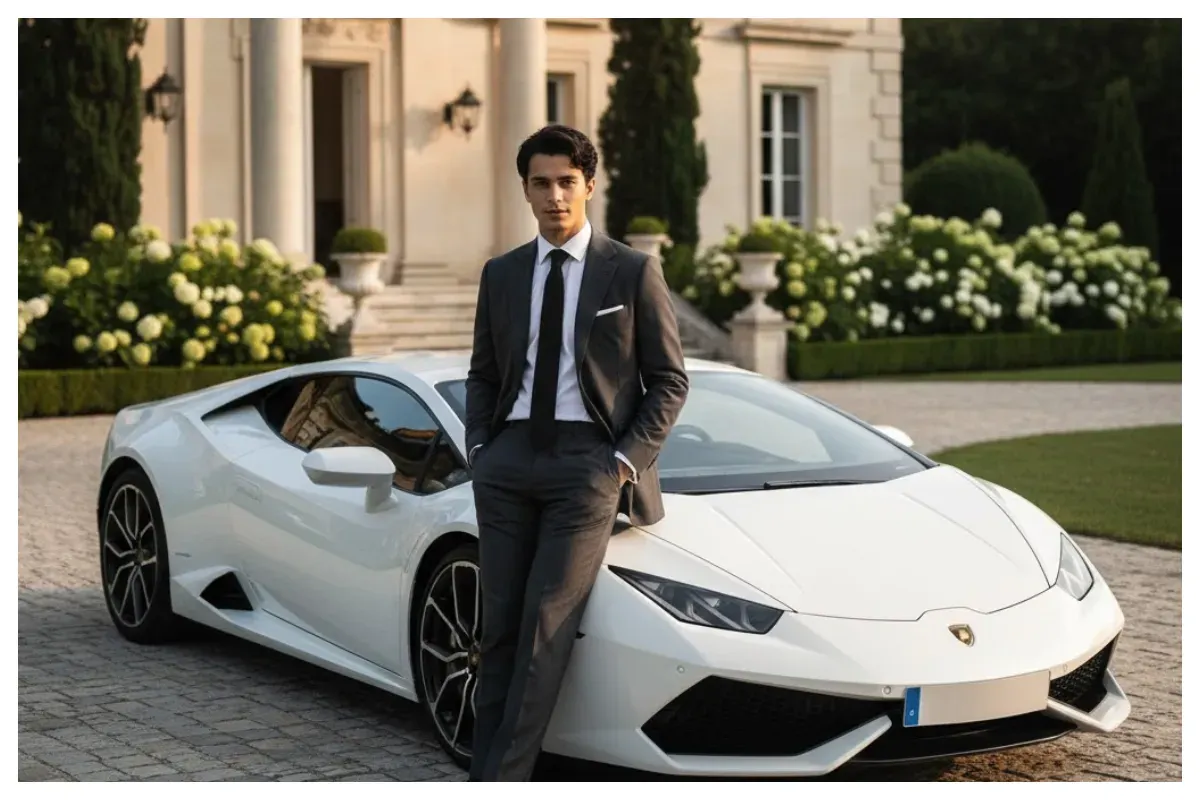Hasil edit foto prompt Gemini AI viral cowok keren dengan mobil Lamborghini ala old money. (Sumber: Freepik)