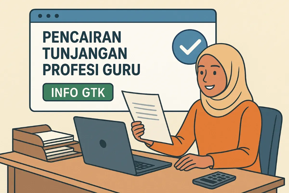 Cara cek status validasi GTK untuk TPG November 2025. Login dengan akun belajar.id, periksa dashboard Info GTK, dan pastikan semua data sudah benar untuk cairkan Tunjangan Profesi Guru tepat waktu. (Sumber: Poskota/AI Generated)