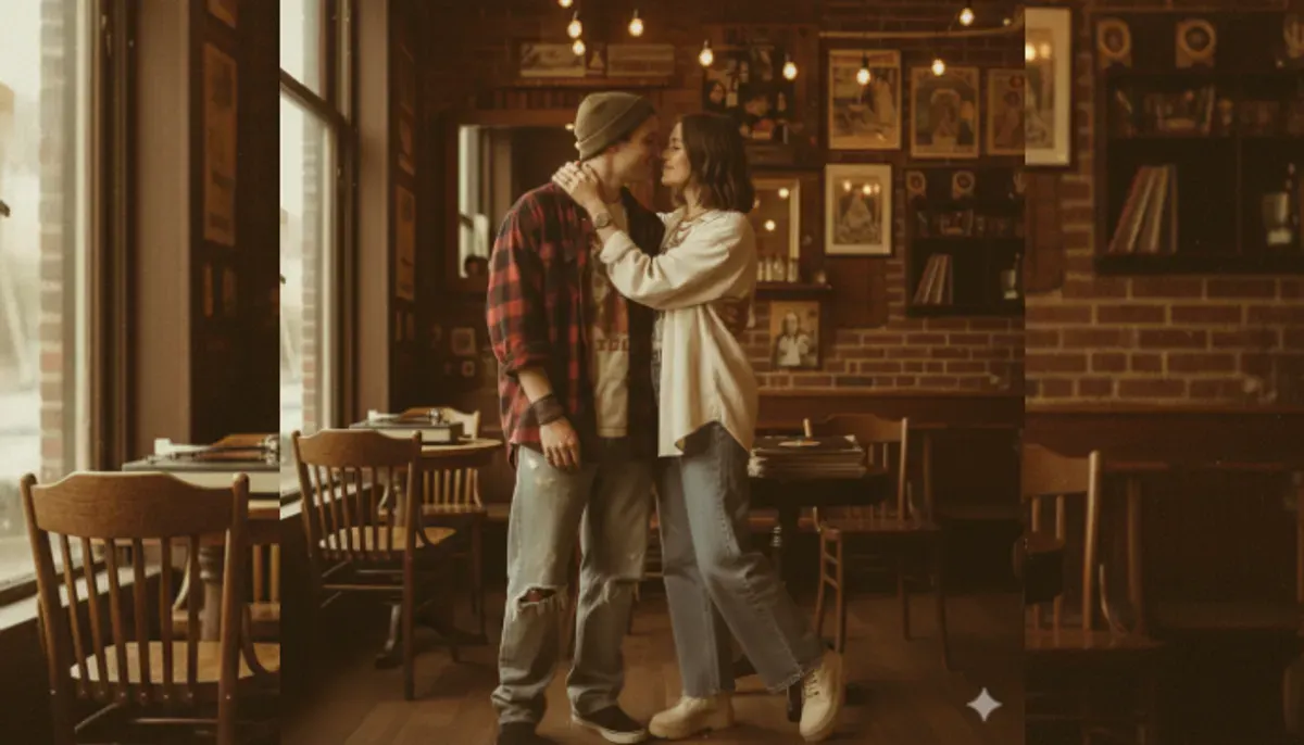 Tren foto pasangan pakai AI Gemini yang hasilnya bikin takjub. Temukan inspirasi prompt terbaik untuk foto kafe date yang cinematic dan instagramable di artikel ini. (Sumber: Gemini AI)