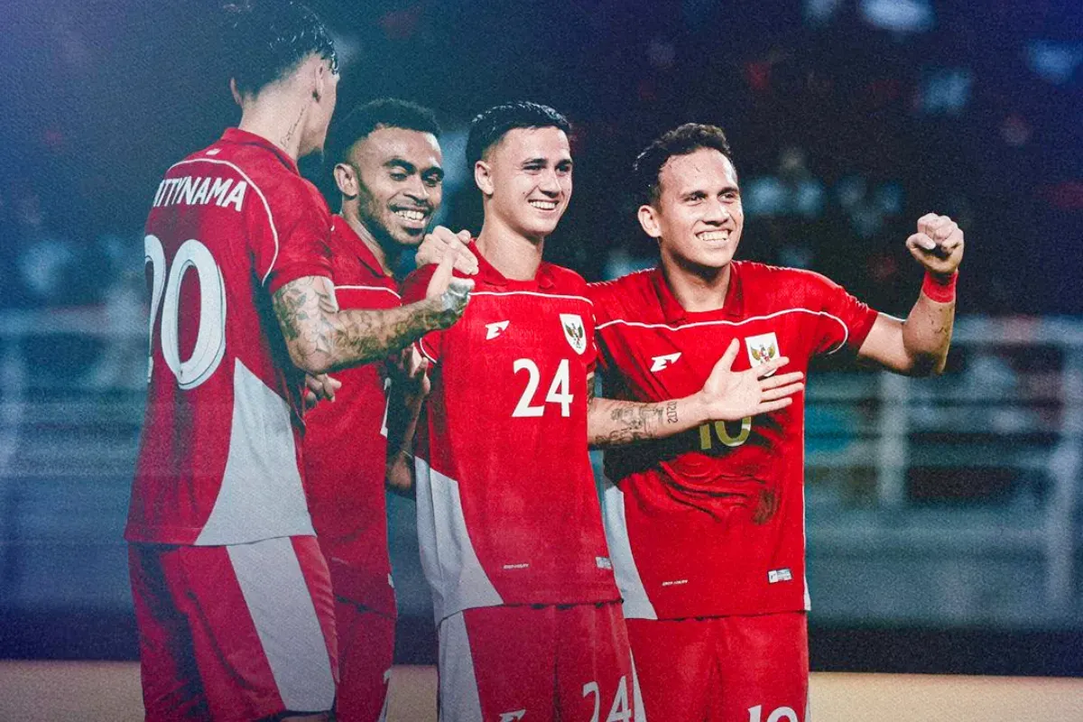Potret Eliano Reijnders yang mengenakan nomor punggung 24 berselebrasi atas gol perdananya di Timnas Indonesia. (Sumber: X/@TimnasIndonesia)