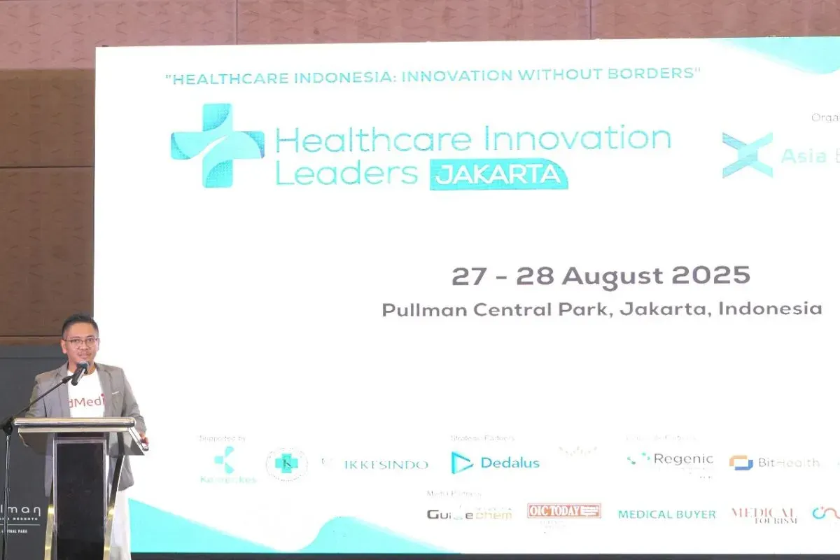 CFRO AdMedika, Danang Rizki Ginanjar saat konferensi Healthcare Innovation Leaders 2025 Conference di Pullman Central Park, Jakarta pada 27–28 Agustus 2025. (Sumber: Dok. Telkom Indonesia)