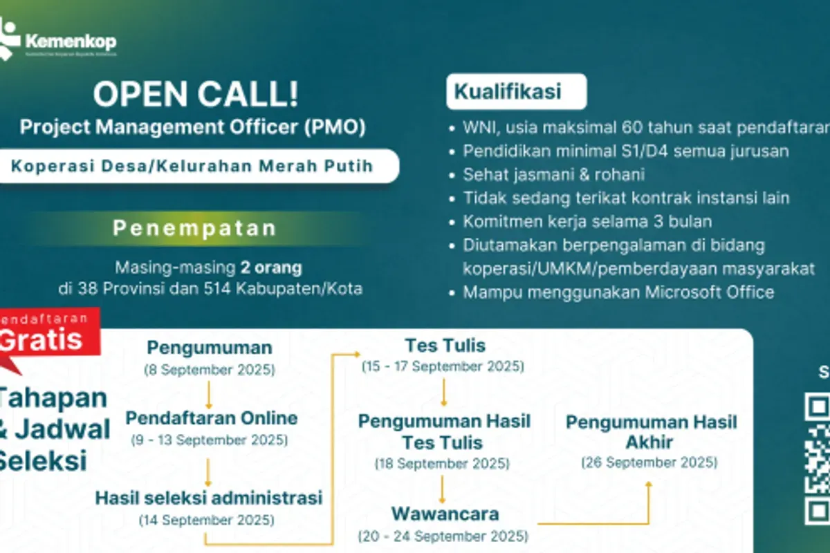Link pengumuman hasil seleksi rekrutmen PMO Kemenkop 2025 (Sumber: Kemenkop)