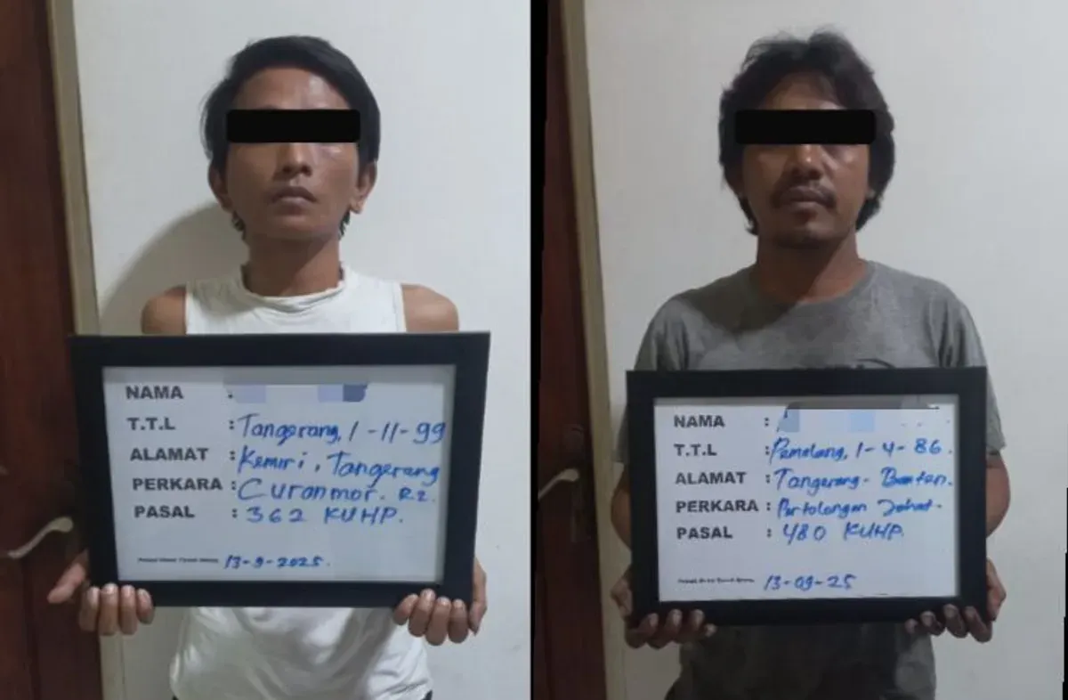 Tampang dua pelaku yang diduga terlibat kasus pencurian kendaraan bermotor (curanmor) yang terjadi di wilayah Jakarta Pusat. (Sumber: Polres Jakarta Pusat)