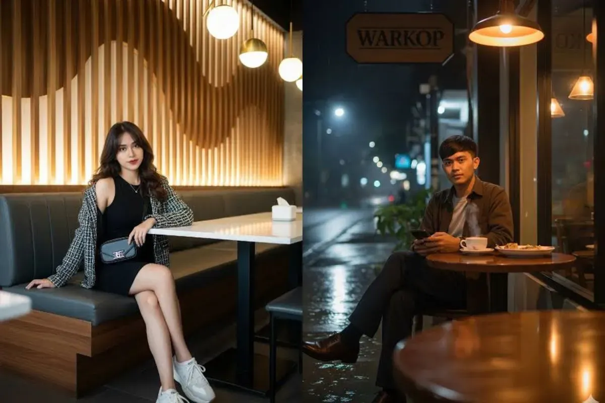 Ide prompt gemini AI edit foto di cafe. (Sumber: TikTok)