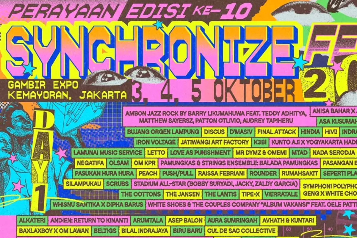 Ilustrasi daftar line up Synchronize Fest 2025 (Sumber: Synchronize)