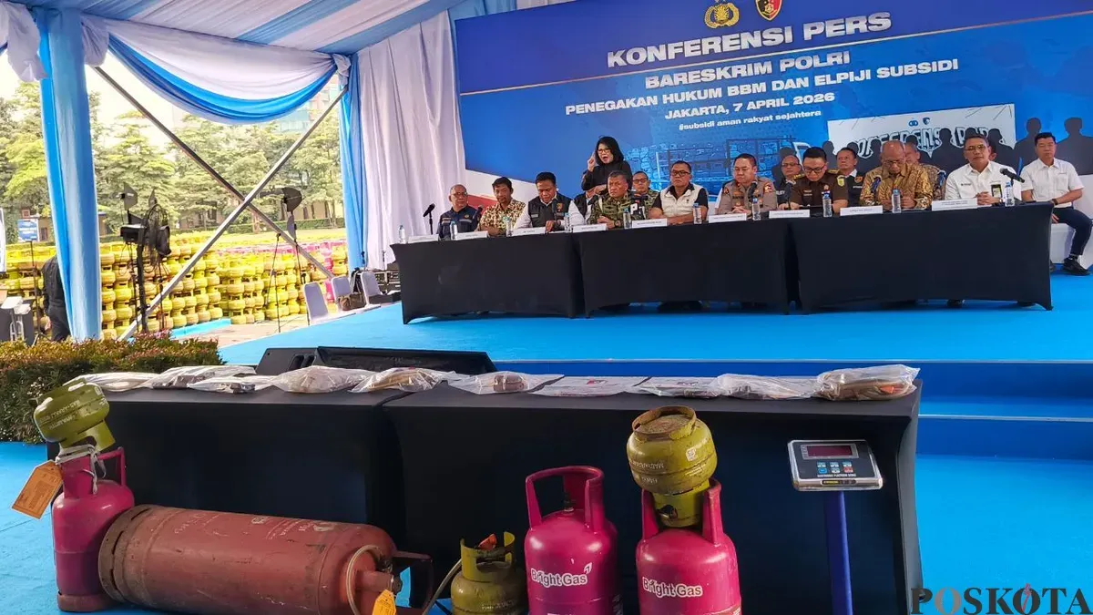 Direktorat Tindak Pidana Tertentu (Dittipidter) Bareskrim Polri mengungkap ratusan kasus penyalahgunaan bahan bakar minyak (BBM) dan gas LPG bersubsidi sepanjang 2025 hingga awal 2026. (Sumber: Poskota/Ali Mansur)