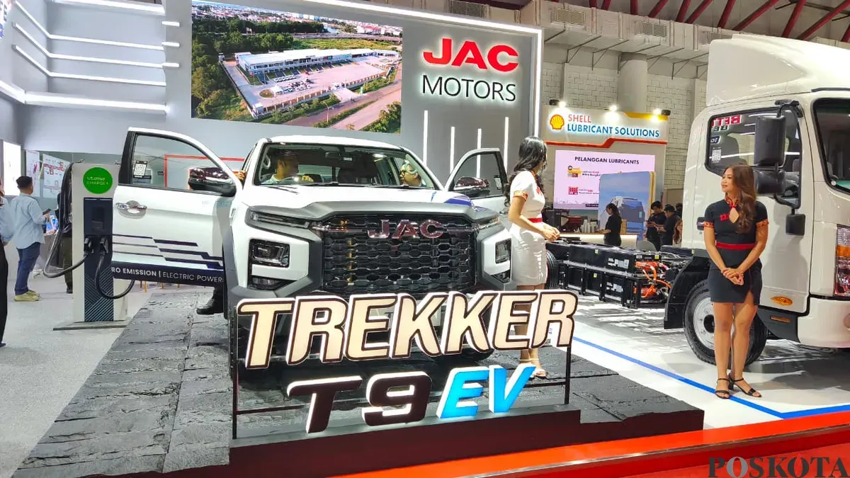 JAC Motors Indonesia membawa Trekker T9 EV di GIICOMVEC 2026 (Sumber: Poskota/ Erwan Hartawan)