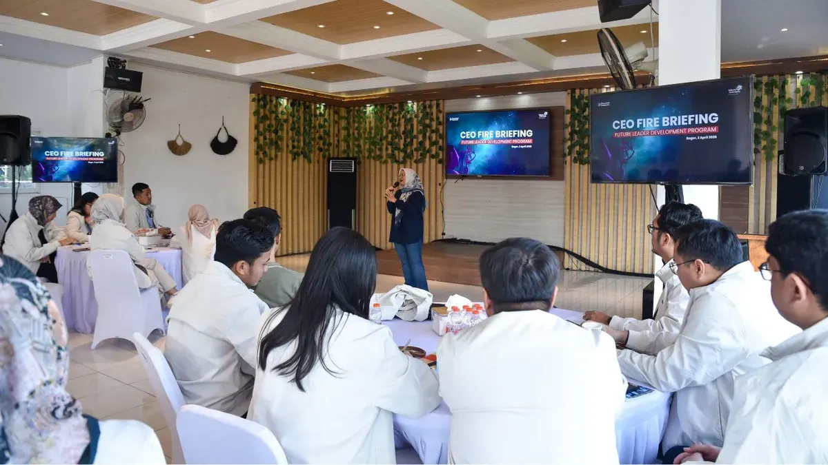 Direktur Utama Telkom, Dian Siswarini memberikan sambutan dalam agenda FLDP 2026. (Sumber: Dok. Telkom Indonesia)