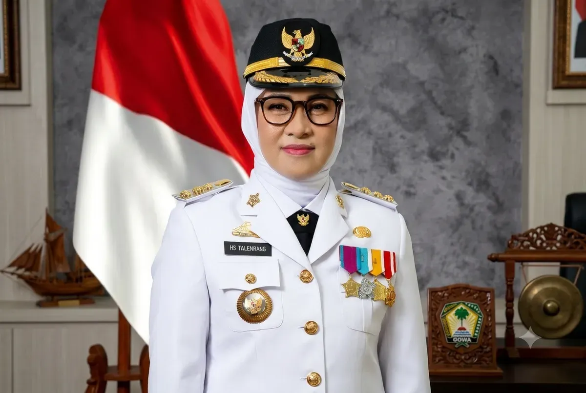 Bupati Gowa, Sitti Husniah Talenrang yang disorot usai menjalani pemeriksaan di Mapolda Sulawesi Selatan terkait penyidikan dugaan tindak pidana korupsi pengadaan seragam sekolah gratis. (Sumber: Dok.Wikipedia)
