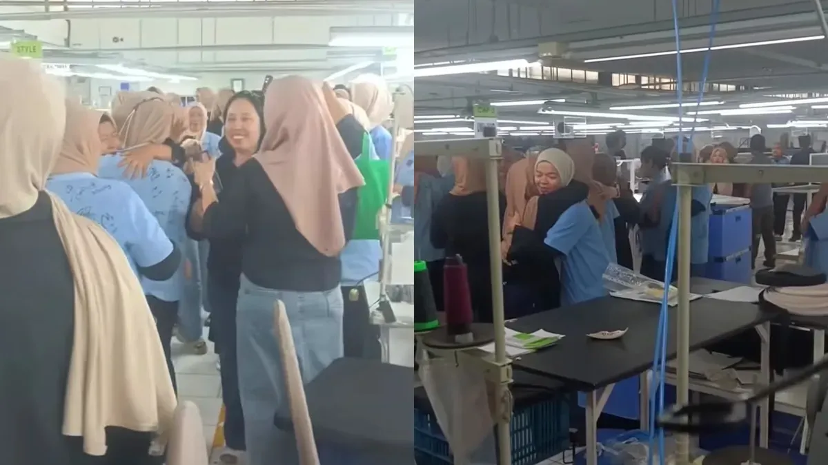 Momen haru sejumlah karyawan PT Namnam Cimahi yang terkena PHK massal. (Sumber: Instagram/@infojawabarat)