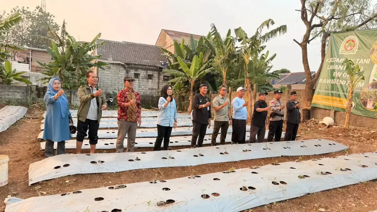 Koordinator BPP Ratujaya, Dip Pramudya memberikan penyuluhan Gerakan Tanam Cabai di Kampung Rawageni, Kelurahan Ratujaya, Kota Depok, untuk memperkuat ketahanan pangan warga. (Sumber: Dok. Istimewa)
