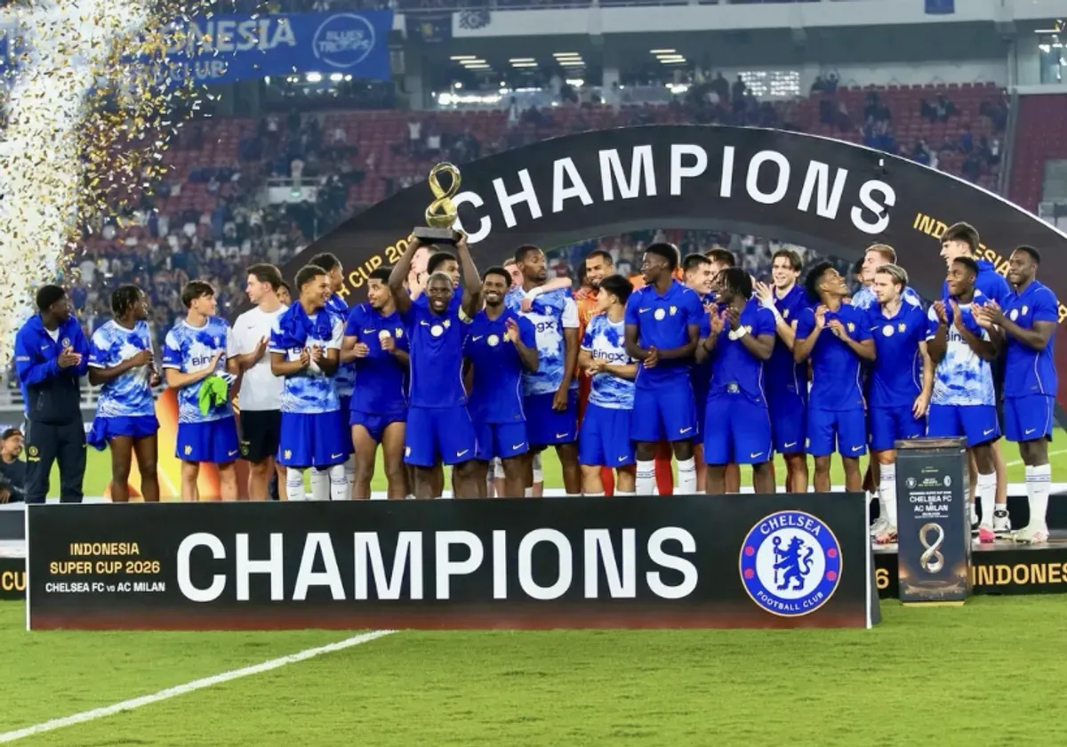Kemenangan Chelsea mengalahkan AC Milan 3-0 pada laga Indonesia Super Cup 2026 di Stadion Utama Gelora Bung Karno, Jakarta. (Sumber: Instagram)