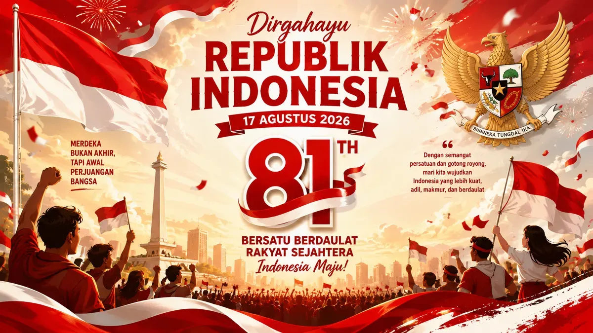 Ilustrasi - Contoh ucapan HUT ke-81 RI yang bermakna dan penuh semangat kemerdekaan. (Sumber: ChatGPT)