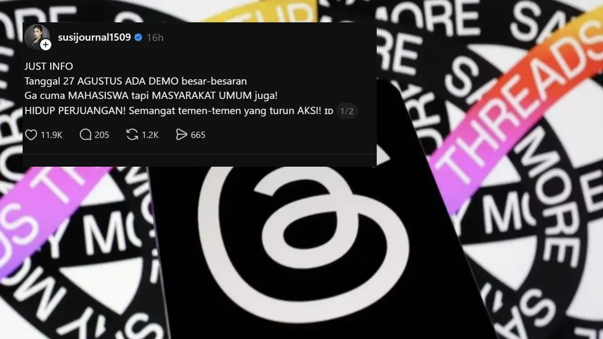 Unggahan di thrads soal demo 2 Agustus 2026 (Sumber: Threads/@susijournal1509)