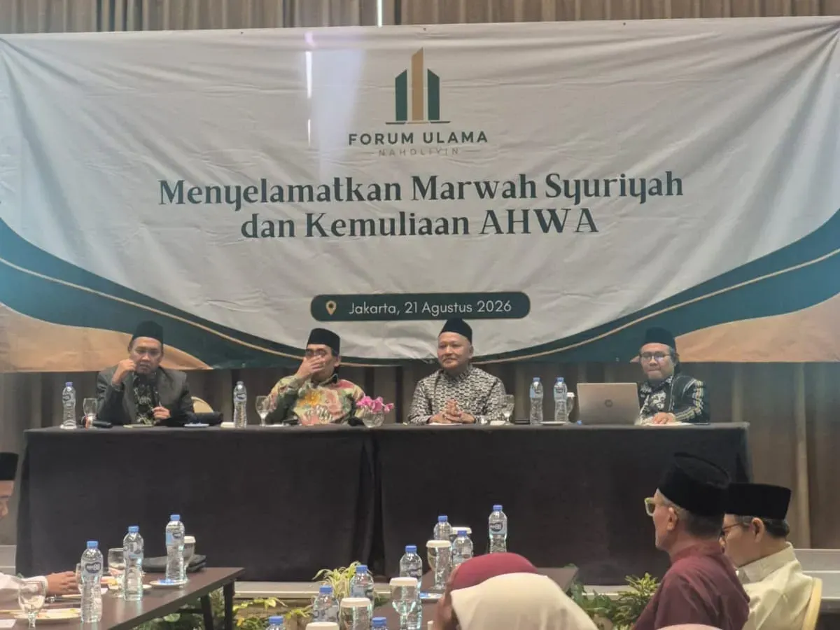 Halaqah Jam’iyyah Nahdlatul Ulama yang digelar Forum Ulama Nahdliyyin (FUN) menjelang Muktamar ke-35 NU di Jakarta, Jumat (21/8/2026), menyerukan penolakan politik uang dan suap dalam proses AHWA. (Sumber: Istimewa)