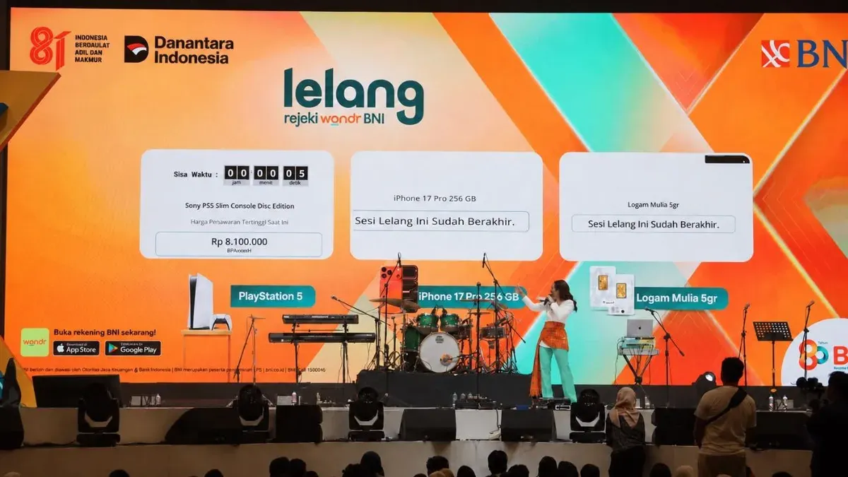 BNI menghadirkan Program Lelang rejeki wondr BNI dalam ajang BNI wondrX 2026 di ICE BSD, Kabupaten Tangerang pada 21-23 Agustus 2026. (Sumber: Dok. BNI)