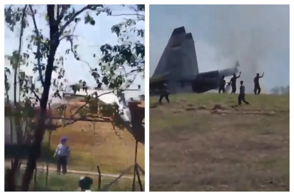 Tangkapan layar Pesawat tempur Sukhoi Su-30 MK2 milik TNI Angkatan Udara mengalami insiden di Bandara Sultan Hasanuddin, Makassar, Sulawesi Selatan, pada Senin, 24 Agustus 2026. (Sumber: X/@luckylucky0971)