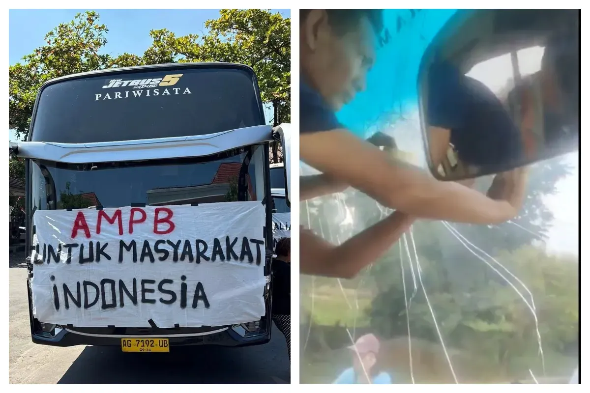 Kolase video viral 200 bus dari Kudus diklaim membawa massa demo ke Jakarta (Sumber: X/@dempetin_aja)