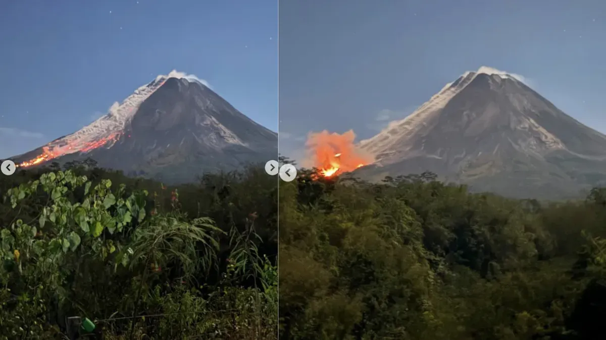 Aktivitas Gunung Merapi dan potensi awan panas guguran menjadi perhatian warga di kawasan lereng Merapi. Masyarakat diimbau mengikuti informasi resmi dan menjauhi kawasan bahaya. (Sumber: Instagram/@badan.geologi)