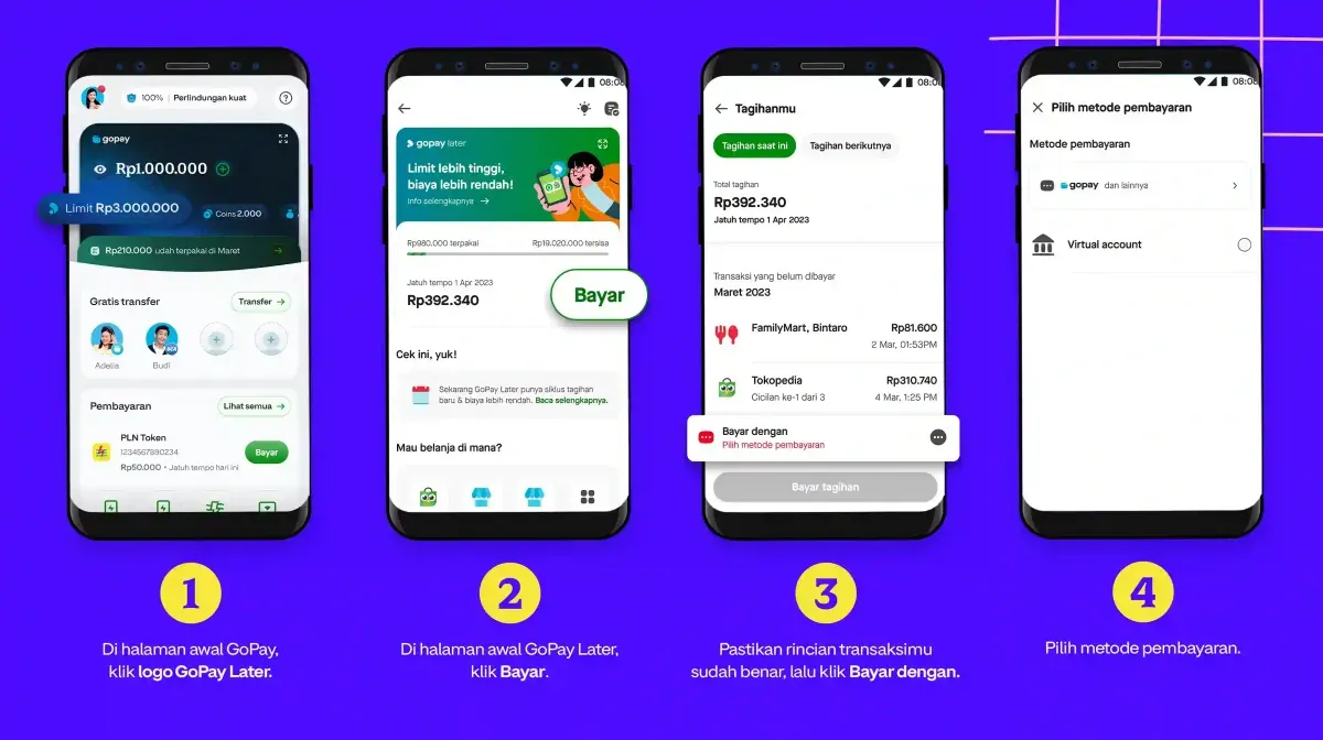 Cara pakai GoPay Later untuk bayar belanjaan di Tokopedia. (Sumber: GoPay)