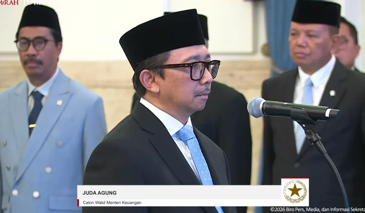 Juda Agung saat dilantik jadi Wamenkeu, Kamis, 5 Februari 2026. (Sumber: Youtube/@sekretariat presiden)