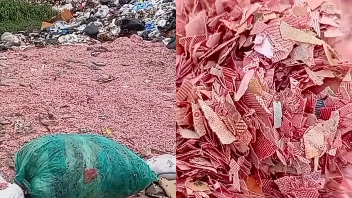 Cacahan uang ditmeukan di TPS liar Kabupaten Bekasi dipastikan diproduksi BI. (Sumber: Dok. Istimewa)