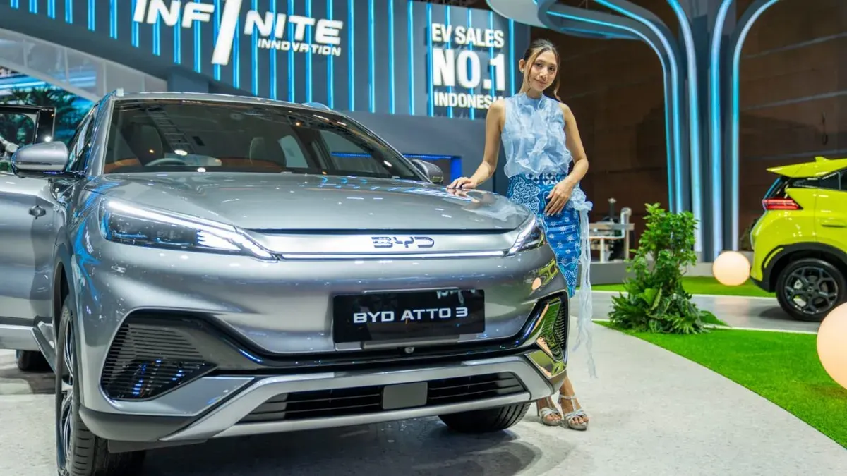 Merek mobil listrik BYD membawa capaian global dan kinerja kuat di pasar Indonesia dalam IIMS 2026, JIExpo, Kemayoran, Jakarta Pusat. (Sumber: Dok. BYD)