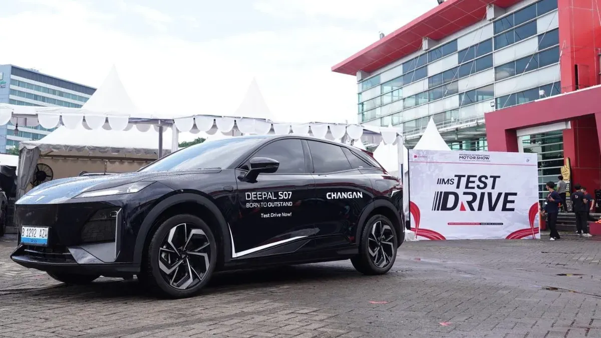 Mobil listrik Changan Deepal S07 di IIMS 2026, JIExpo, Kemayoran, Jakarta Pusat. (Sumber: Dok. Changan)