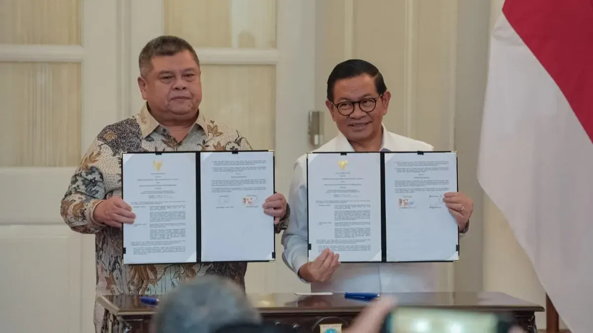 Penandatanganan nota kesepakatan antara Pemprov Jakarta dan BPKP di Balai Kota Jakarta, Rabu, 12 Februari 2026. (Sumber: Dok. Kominfo Jakarta)