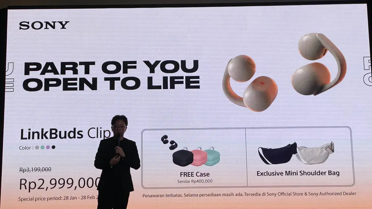 PT Sony Indonesia resmi merilis Sony Linkbuds Clip di Indonesia yang dijual mulai dari Rp2,9 juta. (Sumber: Poskota/Herdyan Anugrah Triguna)