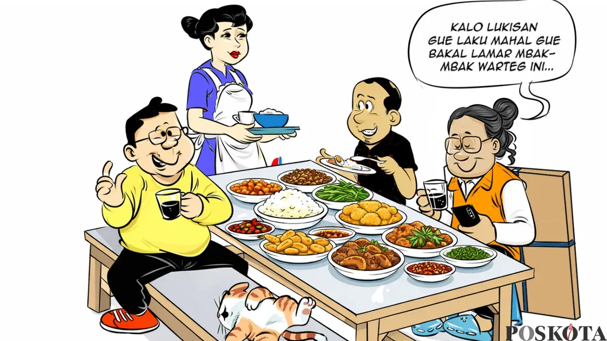 Ilustrasi obrolan warteg tentang lukisan “Kuda Api “ Pak SBY. (Sumber: Poskota/Arif Setiadi)