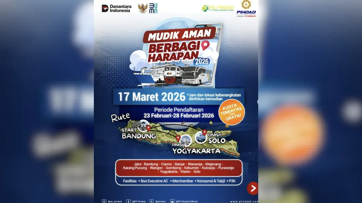 Jadwal program Mudik Gratis 2026 yang diselenggarakan PT Pindad di Bandung. (Sumber: Instagram/@pt__pindad)